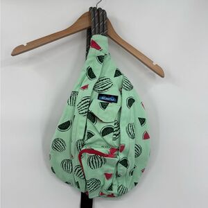 Kavu Rope Sling Canvas Water Resistant Crossbody Backpack Mint Watermelon Print